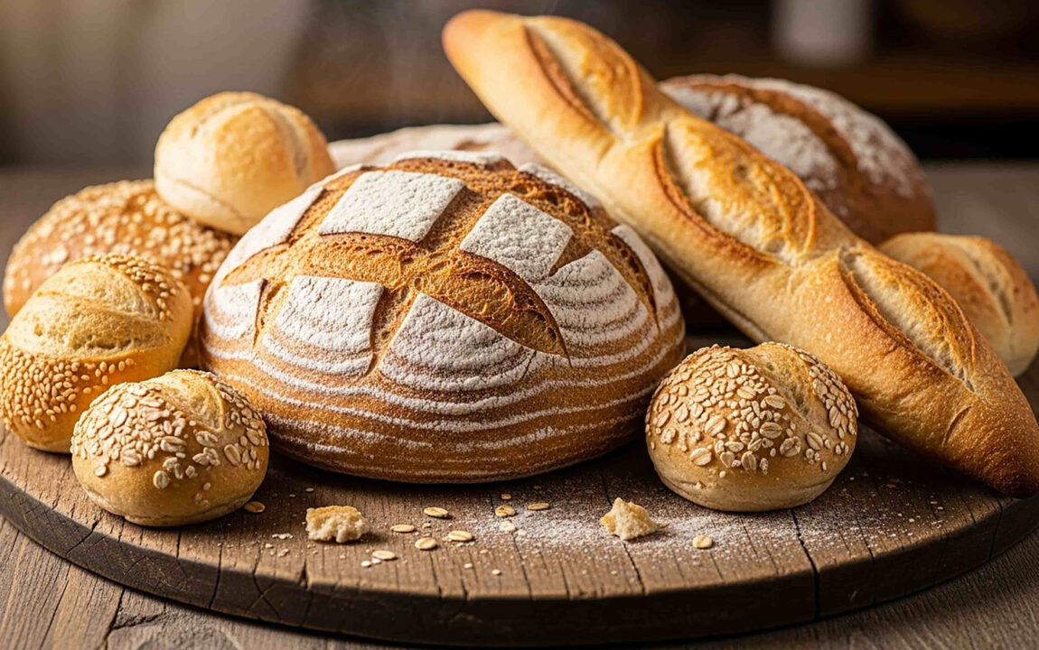 Szénhidrátban gazdag frissen sütött kenyér és pékáru