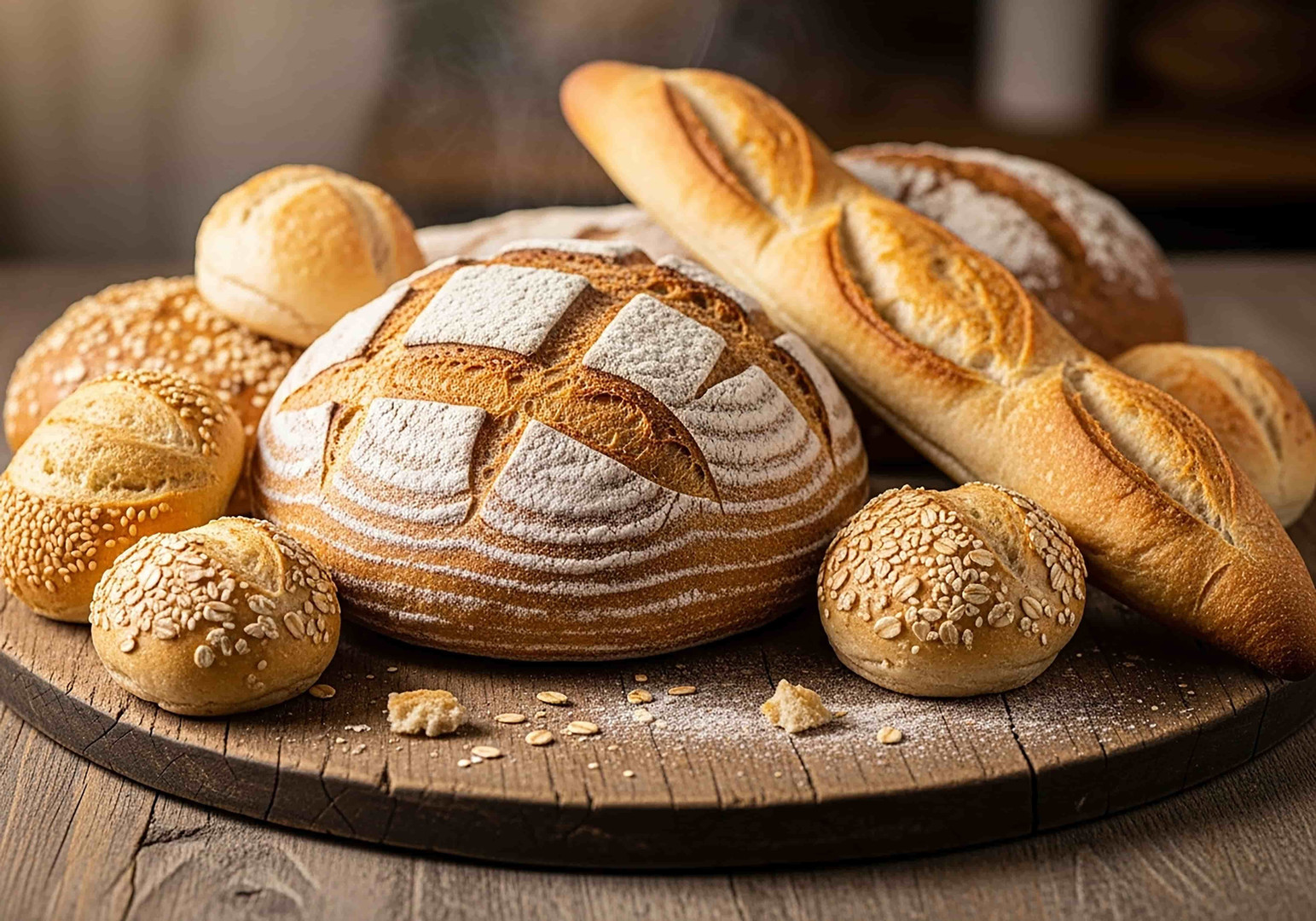 Szénhidrátban gazdag frissen sütött kenyér és pékáru